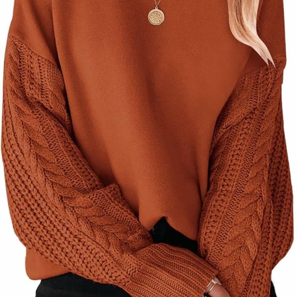 Women's Cable Knit Chunky Oversized Sweater Fall Long Sleeve Casual Top